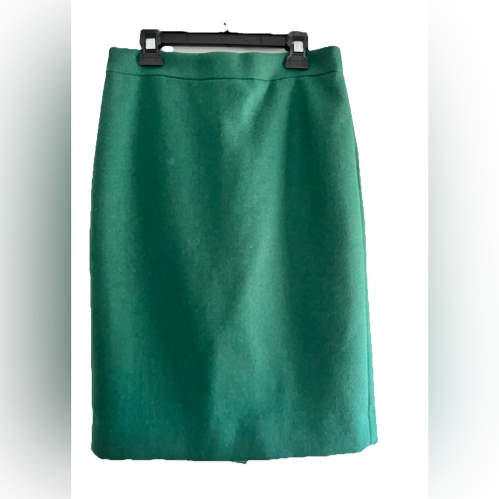 J Crew Skirt Women 0 Green Wool NO. 2 Pencil Ladies Lined Classic Fall Autumn - Picture 2 of 8